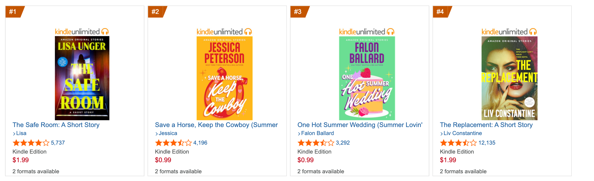 Amazon Best Sellers in 90-Minute Short Reads