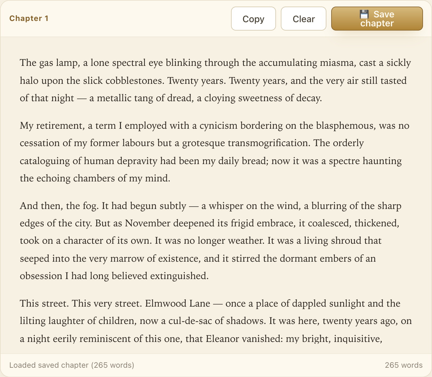 AI writes chapters